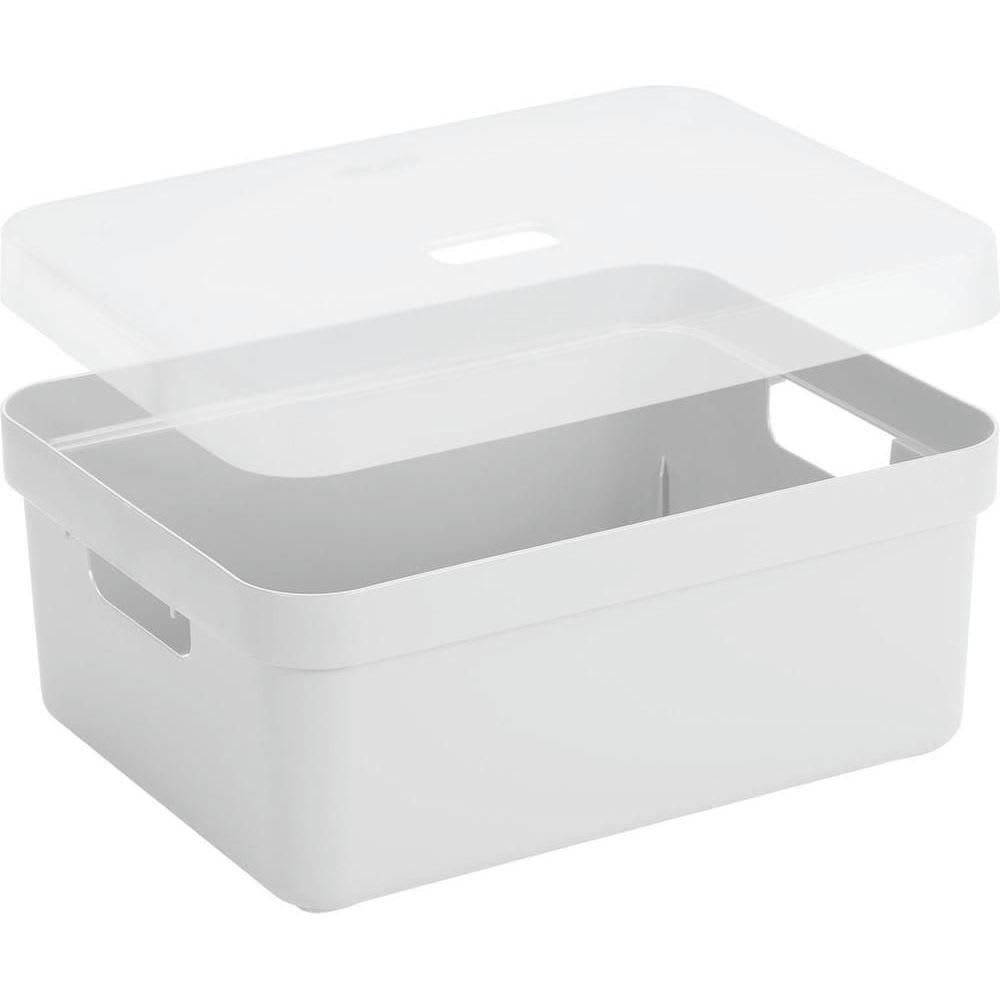 - Boite de rangement avec couvercle transparent sigma home box 24l blanc