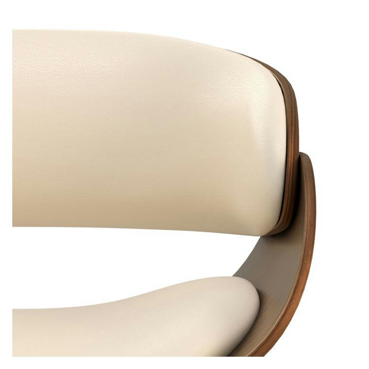 POLO - Chaise en cuir synthétique beige et bois plaqué noyer