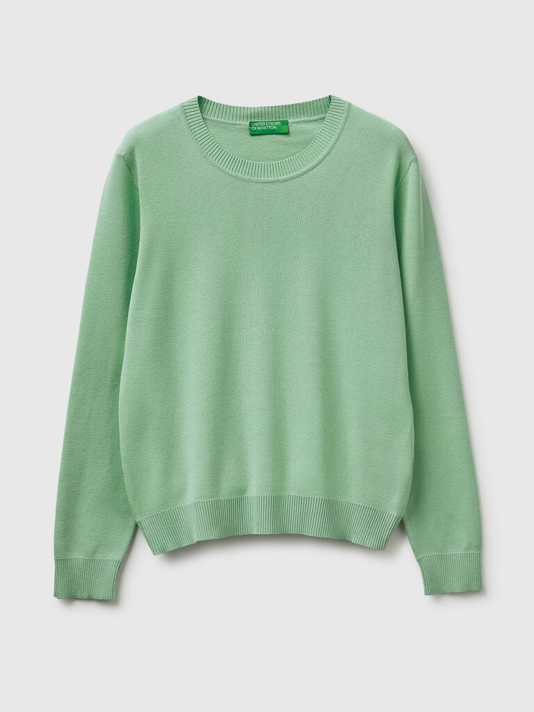 Sage green sweater in cotton tricot