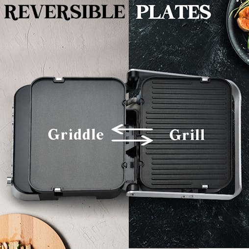NNEMB 4-in-1 Smart Multi Contact Grill and Sandwich Panini Press-with Waffle Maker Plates