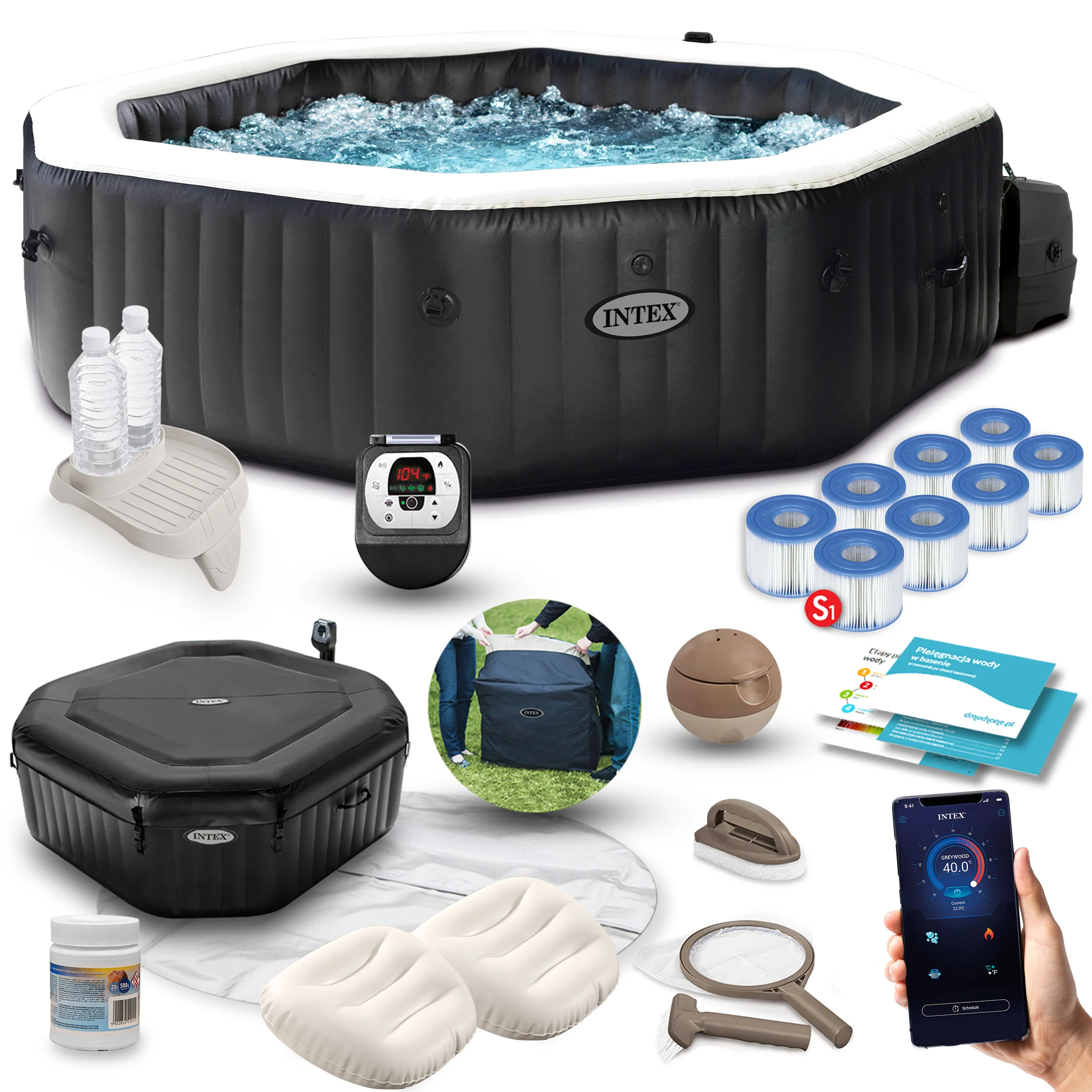 Dmuchane SPA PureSpa 6os. z hydromasażem Intex zestaw