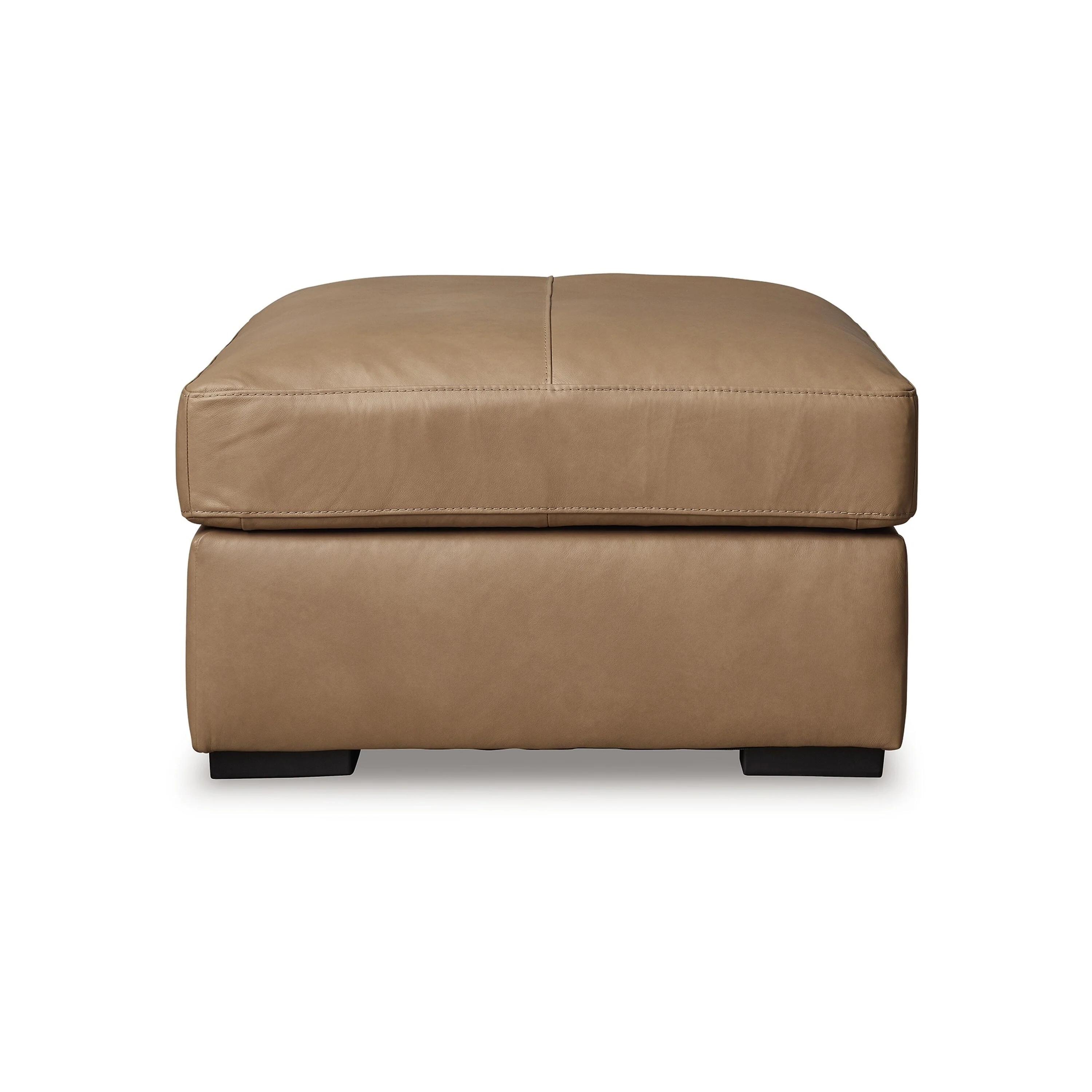 Bandy Oversized Ottoman, Toffee Brown Genuine Leather, 37 Inch Square