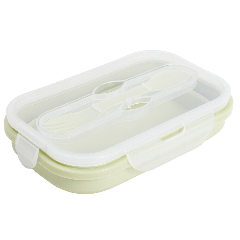 Lunch box rétractable 1L avec 2 couverts plastique et silicone vert