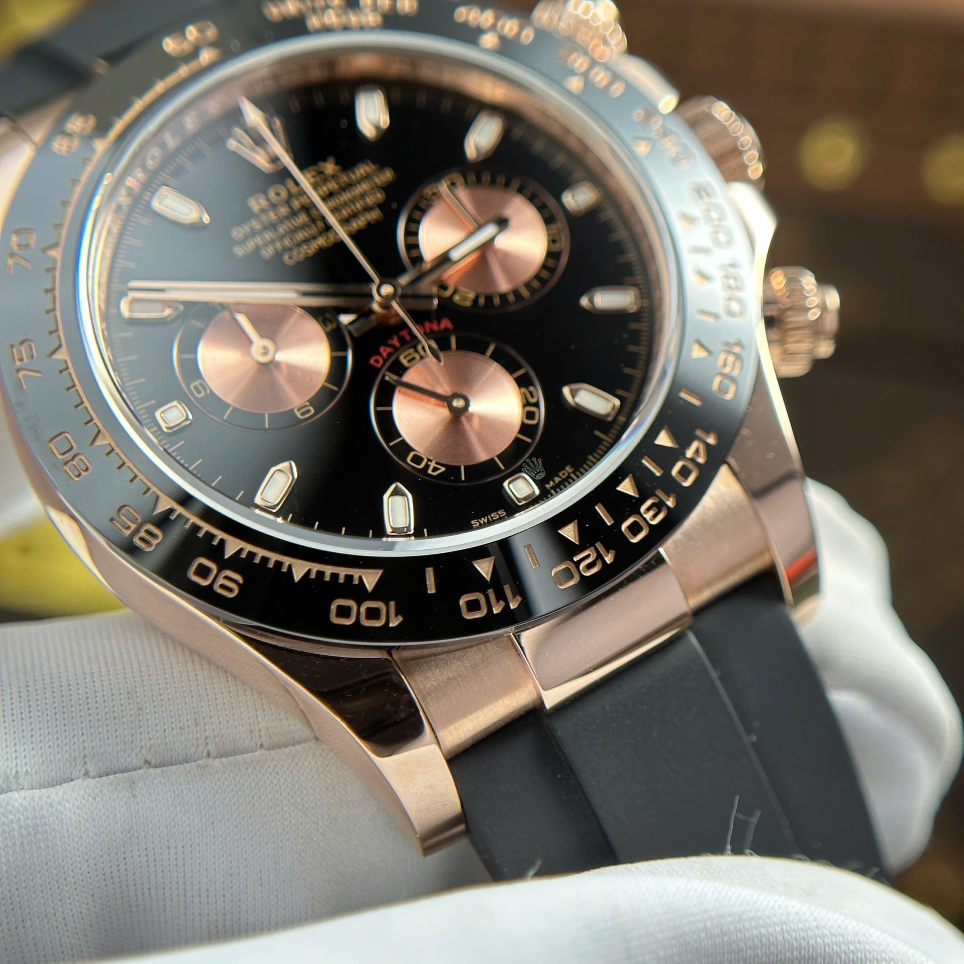 Rolex Daytona 116515LN RG Plated Black Dial 40mm Oysterflex Super Clone