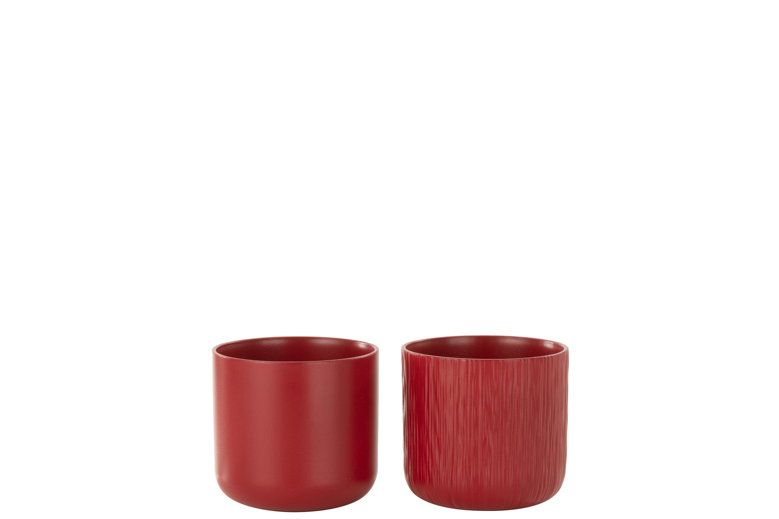 J-Line bloempot Gen - keramiek - rood - small - 2 stuks - Ø 13.5 cm