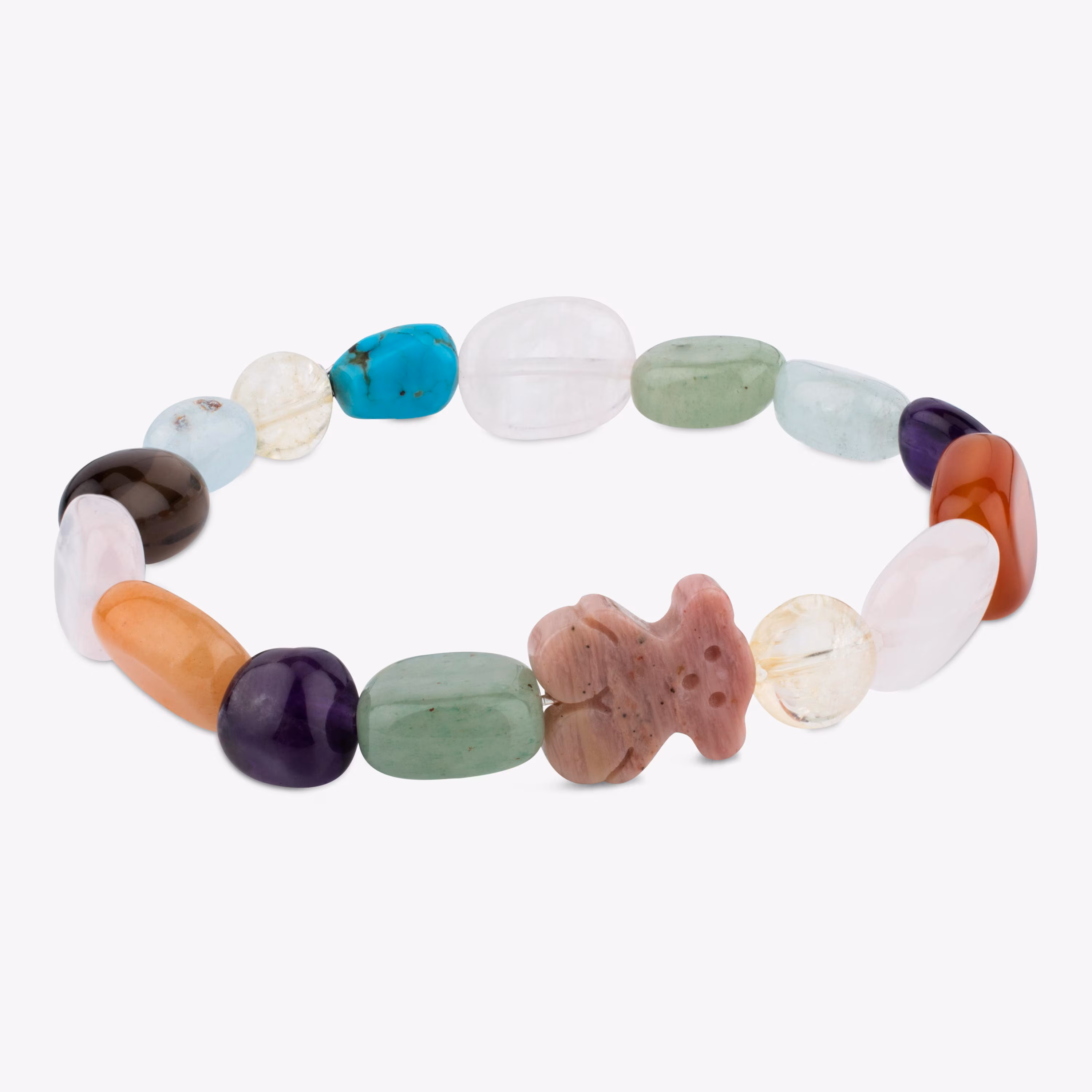 Pulsera de plata con gemas y oso de rodonita TOUS Color