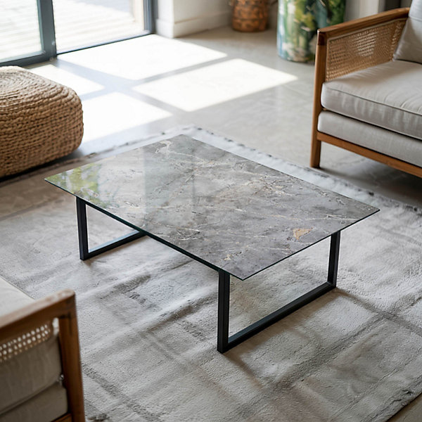 Dessus de table en verre trempé Wallfluent 80x60 cm Motif naturel de marbre