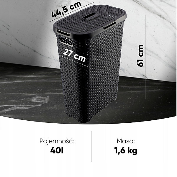 CURVER Panier à linge 40 L Gris foncé