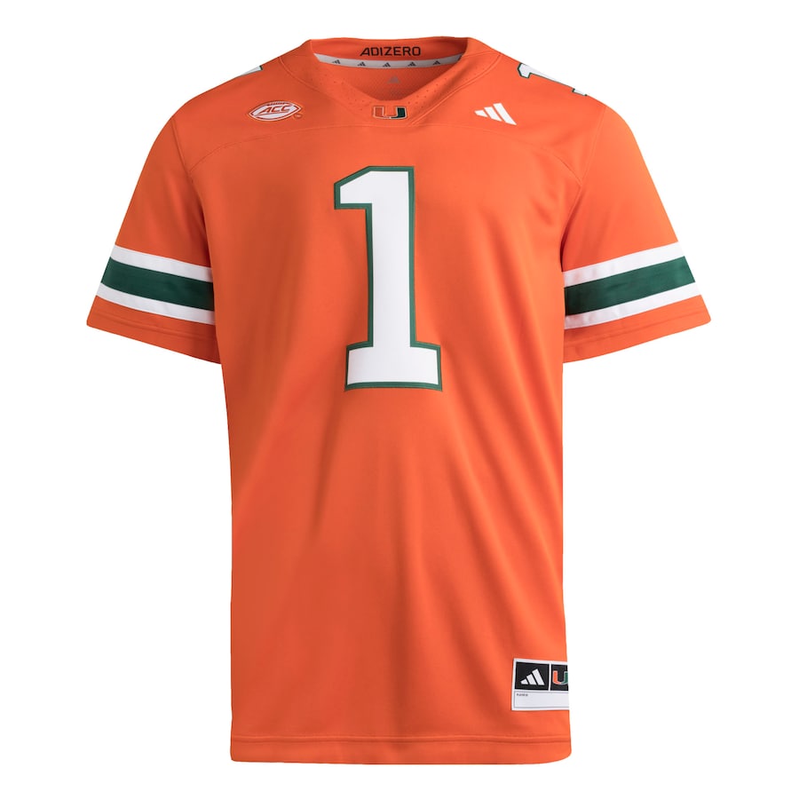 Men's adidas #1 Orange Miami Hurricanes Premier Jersey