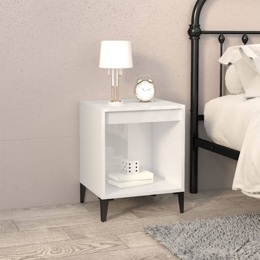 NNEVL Bedside Cabinets 2 pcs High Gloss White 40x35x50 cm