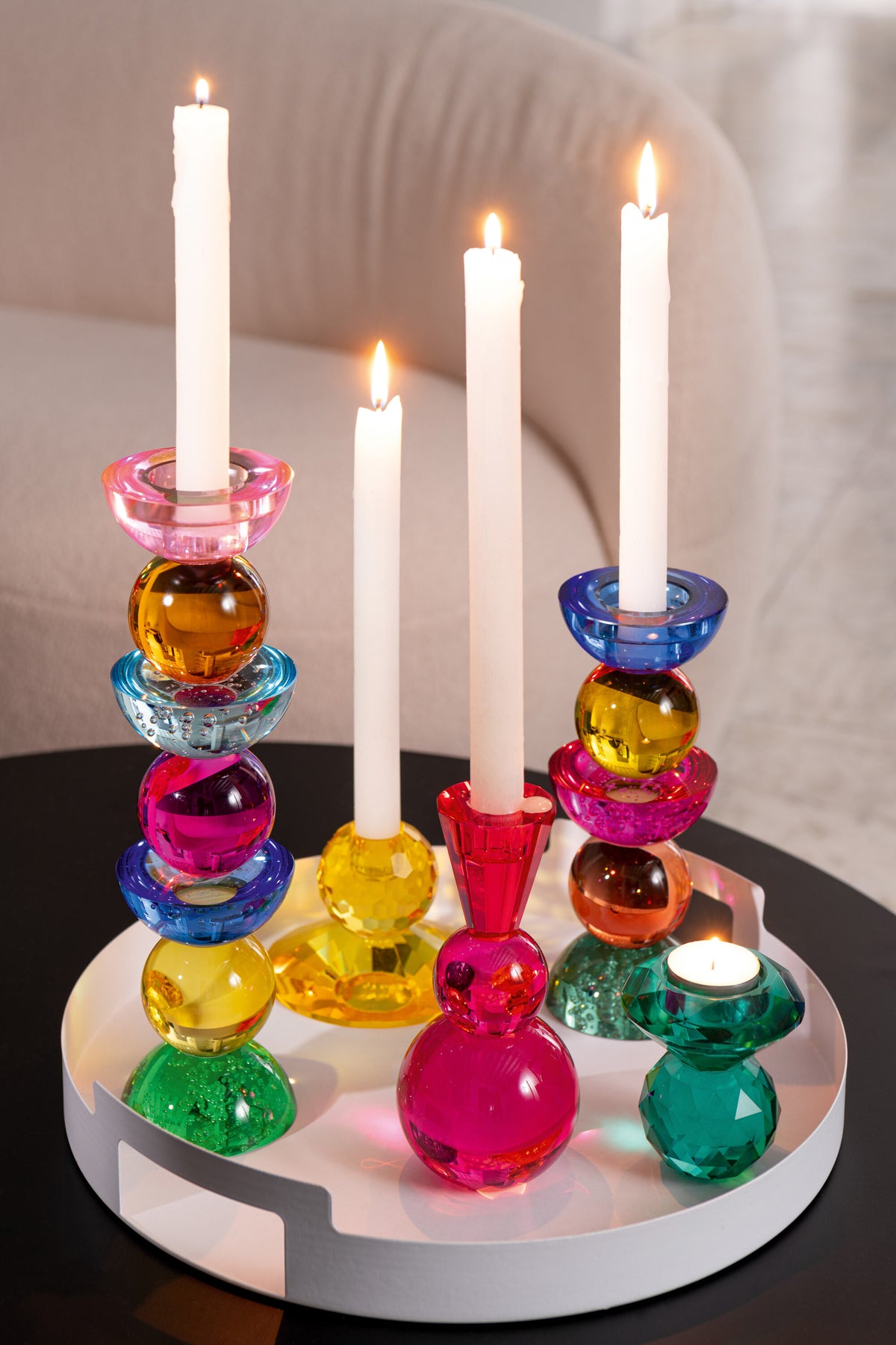 J-Line kaarshouder - glas - mix - 3 stuks