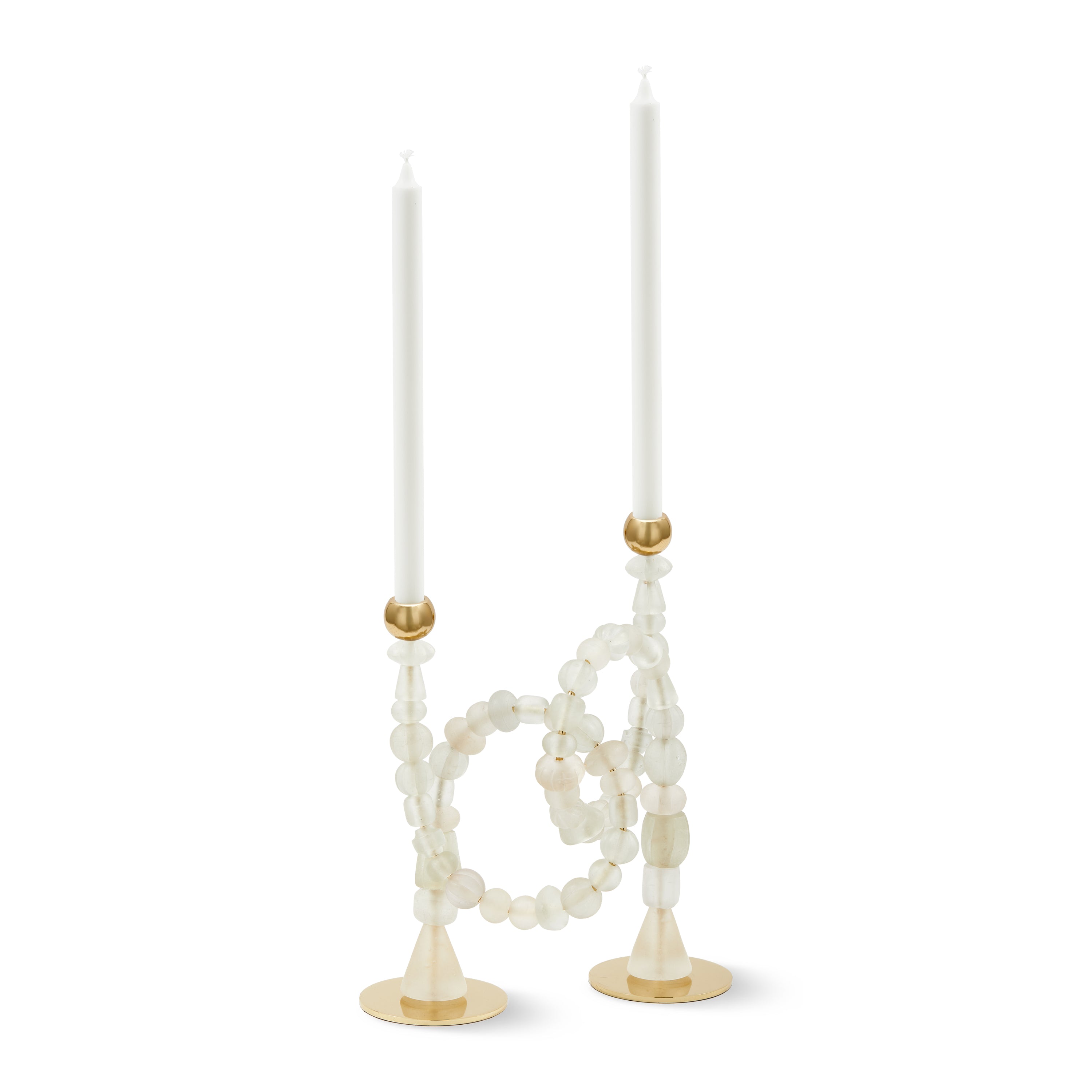 POLSPOTTEN Beads Kandelaar H 38 cm - Wit