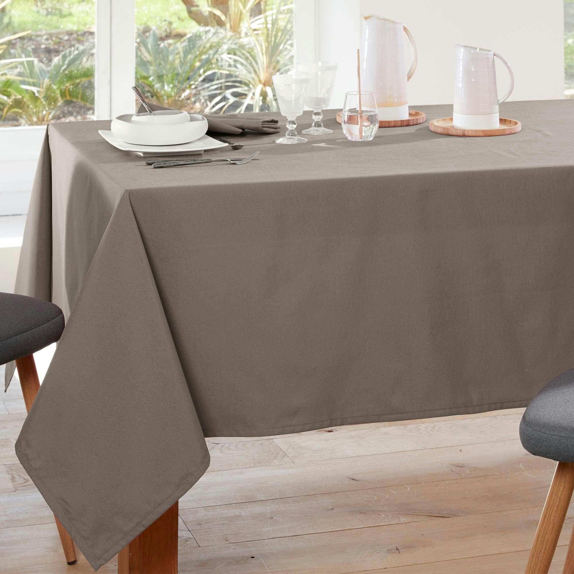 LONETA - Nappe 140x250 marron taupe en coton