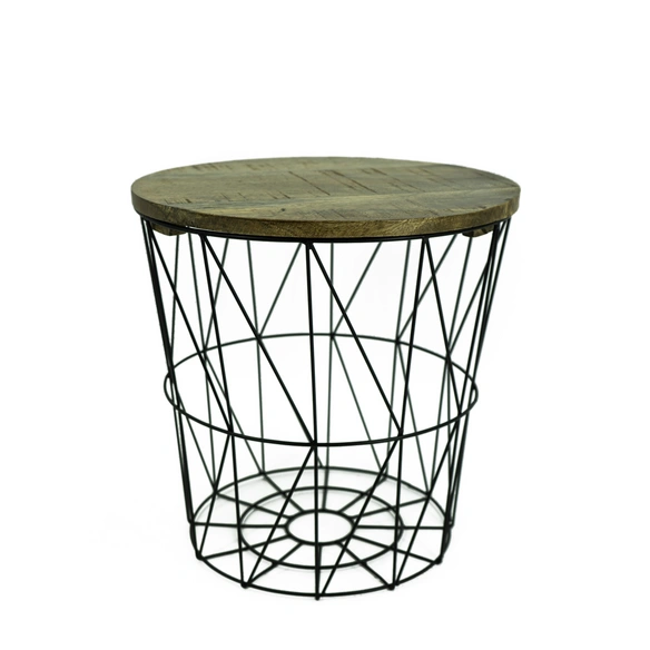 Beistelltisch-Set, BxH: 39,5 x 40 cm, Metall/Mangoholz