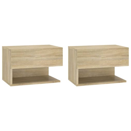 NNEVL Wall-mounted Bedside Cabinets 2 pcs Sonoma Oak