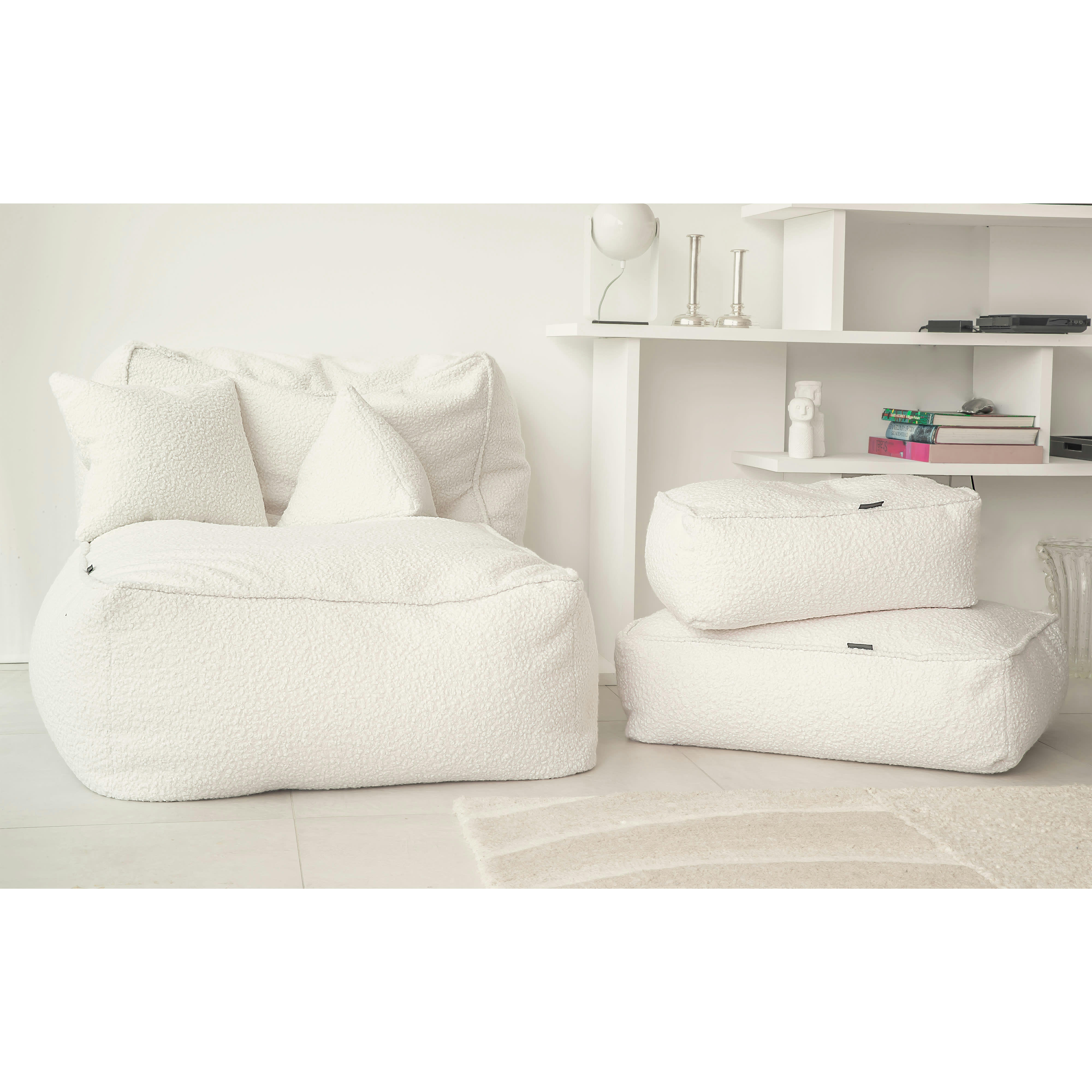 - 2 poufs XL modulable en tissu bouclette