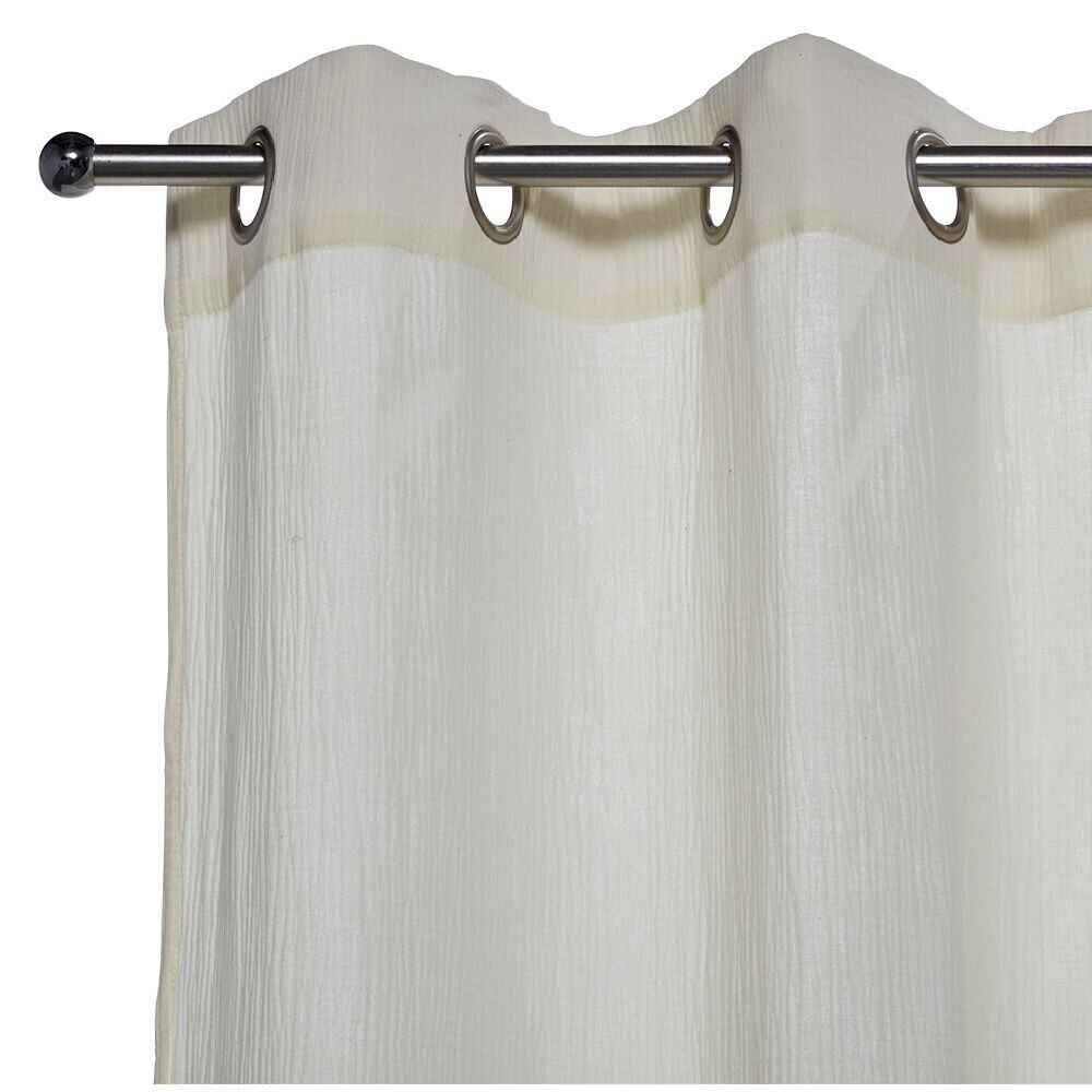 Rideau à oeillets gaze de coton beige uni 135xL240cm