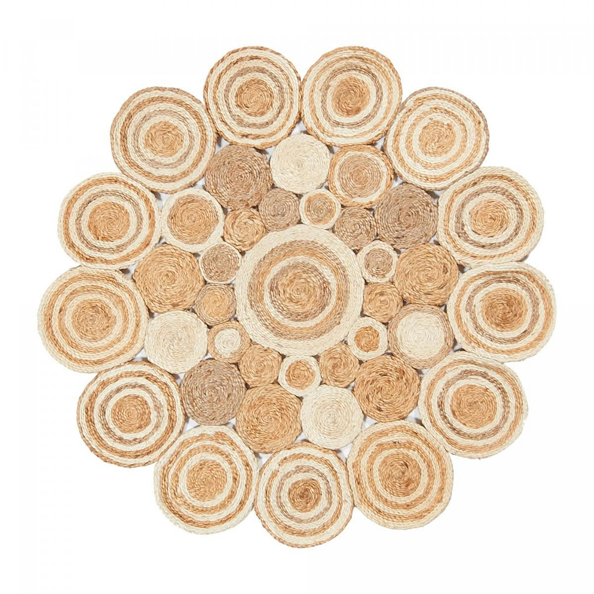 JUTEWOOD - Tapis rond en jute beige 120x120 rond