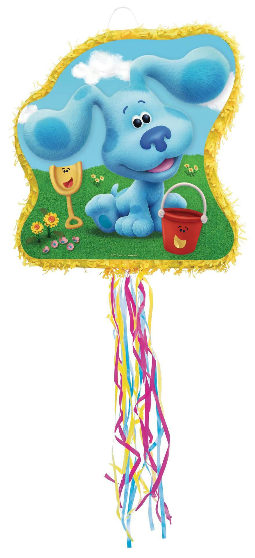 Nickelodeon Blue's Clues Double Sided Pinata Hanging Pull String Decoration, Blue/Pink, 19-in, Holds 2lb of Pinata Filler, for Birthday Parties