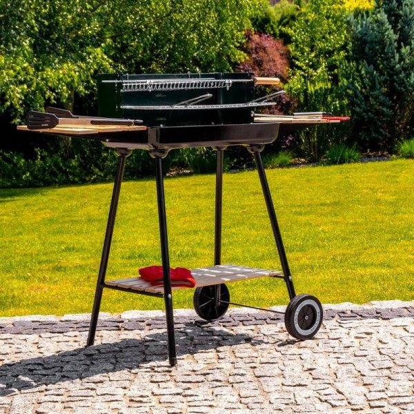 Prostokątny Grill Węglowy Z Rożnem Na Kurczaka