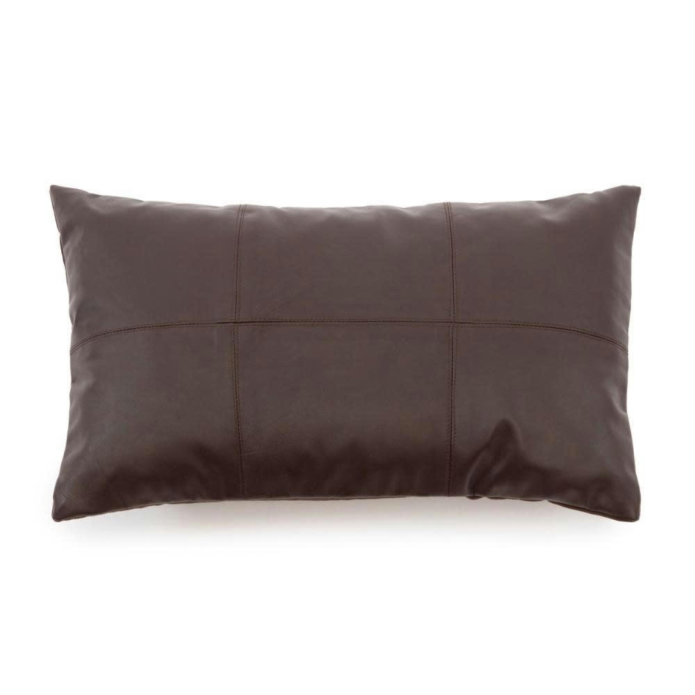 LEATHER - Coussin en cuir marron 30x50