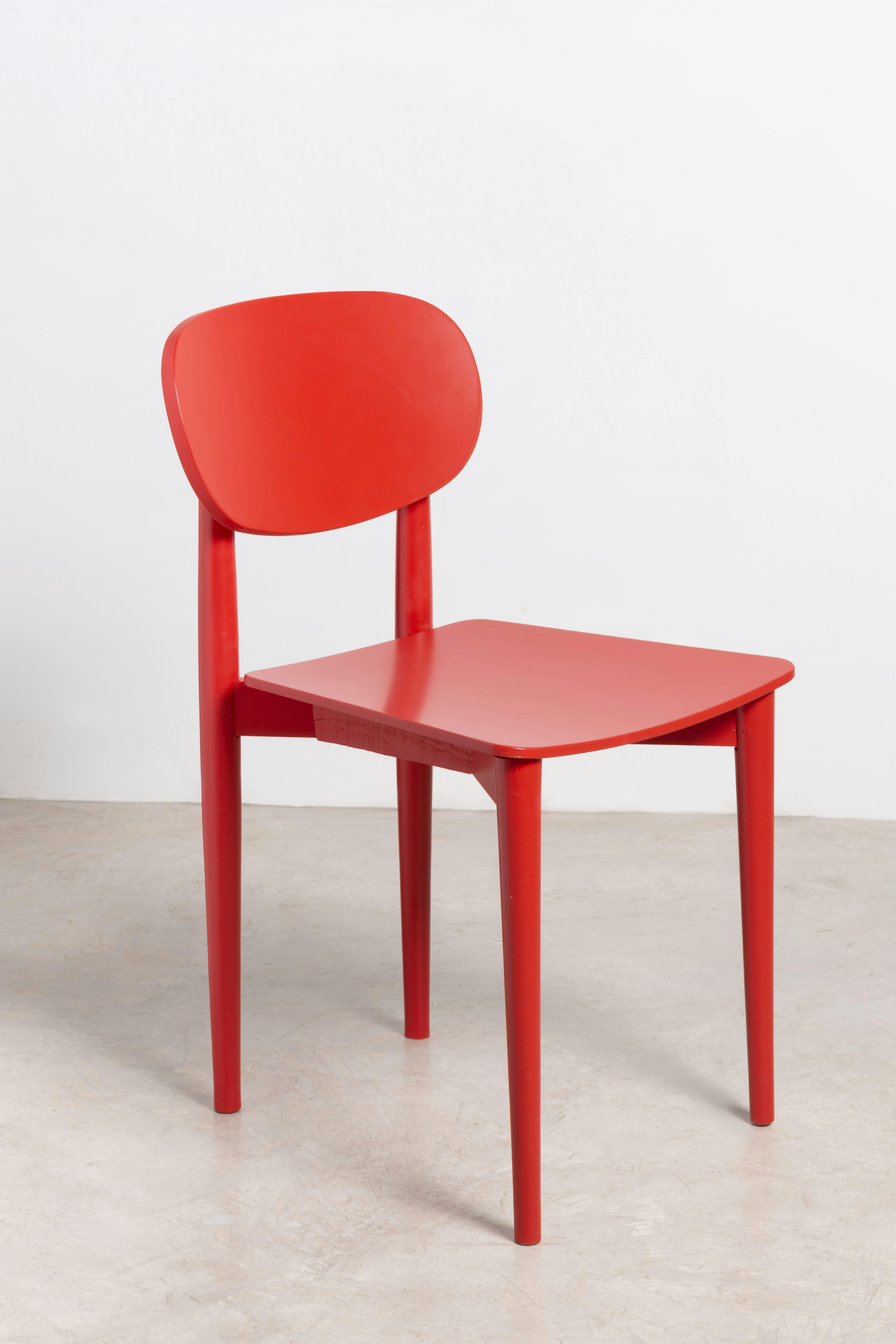 SANDRO - Chaise en bois de hêtre massif Rouge flamme