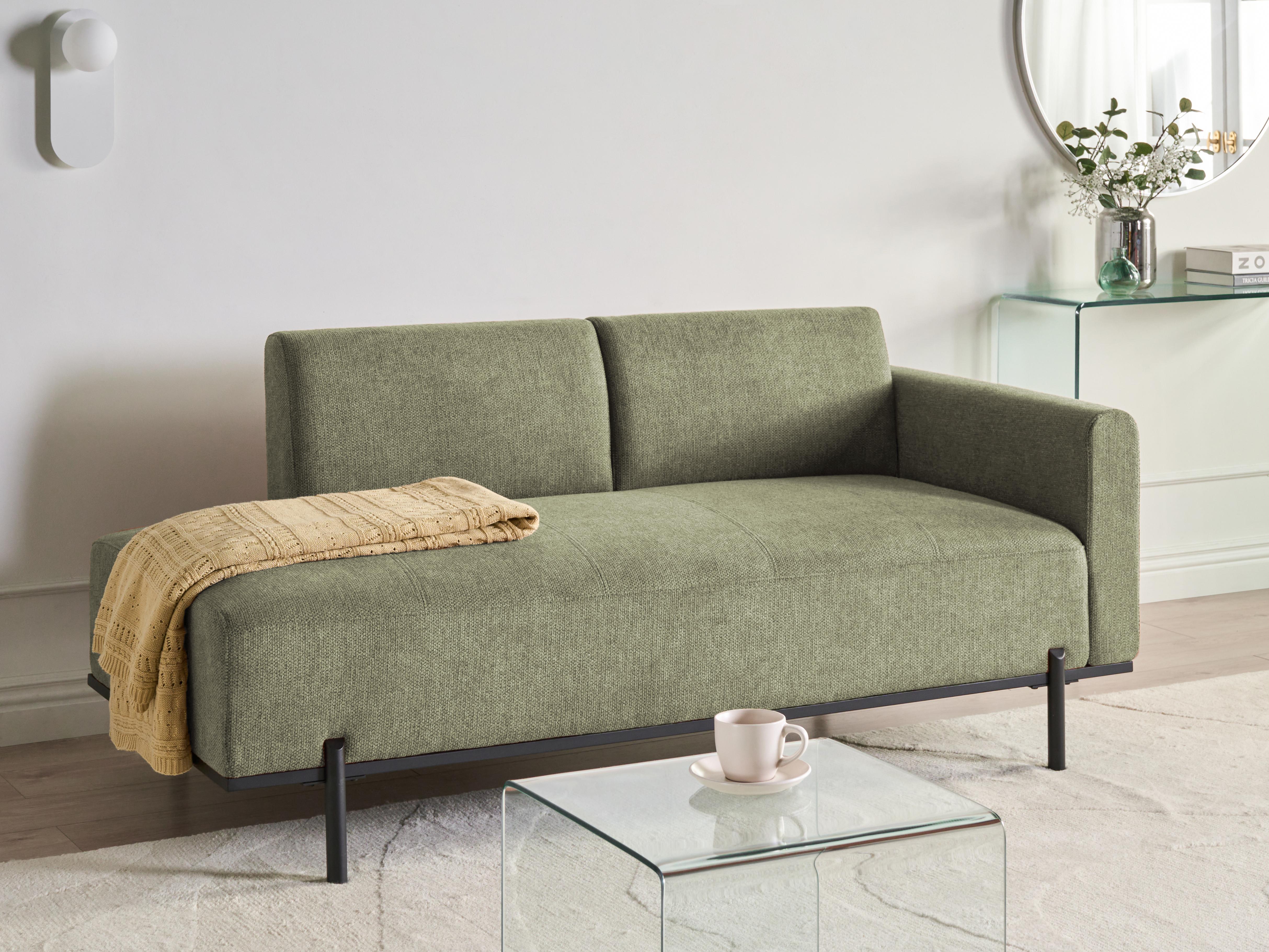 Chaise Longue SAVASSE Faux Linen Green