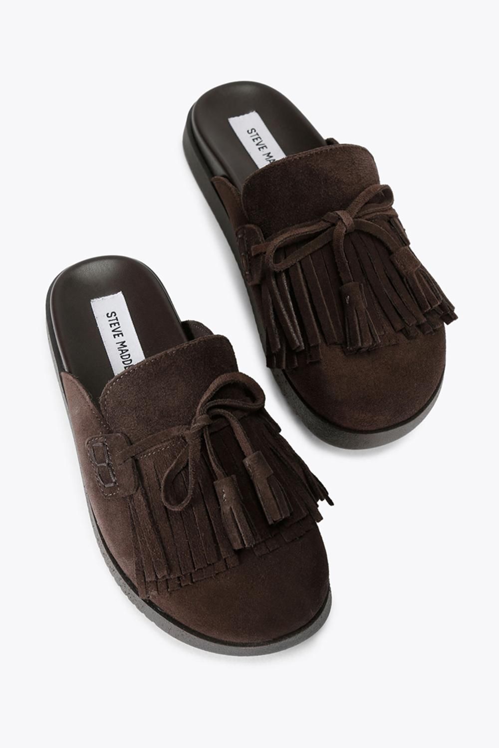STEVE MADDEN Maurea Dark Brown' Suede Flats