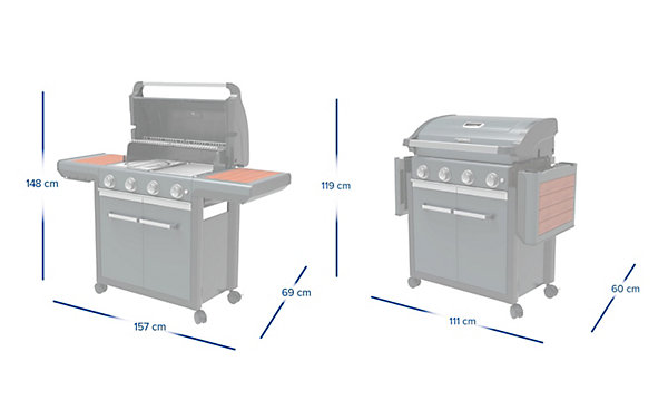 Barbecue gaz 16 couverts Premium 4 brûleurs 12,8 kW Woody Campingaz