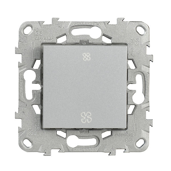 Interrupteur commande VMC 2 boutons 10A Schneider Electric Unica Déco aluminium