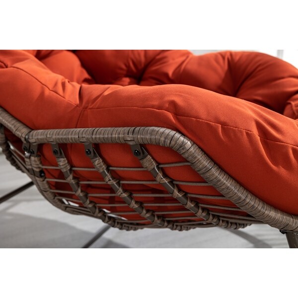 Outdoor Rattan Rocking Chair, Padded Cushion Rocker Recliner, Accent Chair Single Sofa for Porch, Patio, Garden