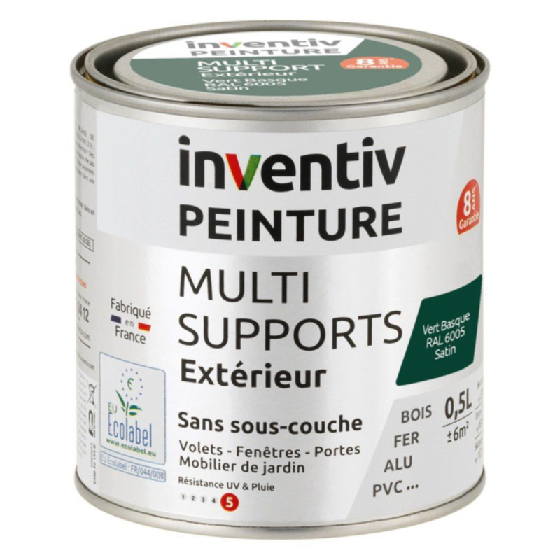 Peinture multi-supports vert basque satiné 0,5 L INVENTIV