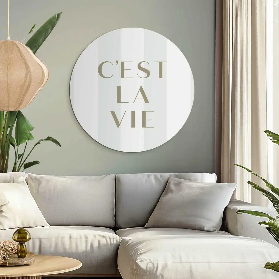 Glasschilderij C'est la vie - &Oslash; 70 - Beige