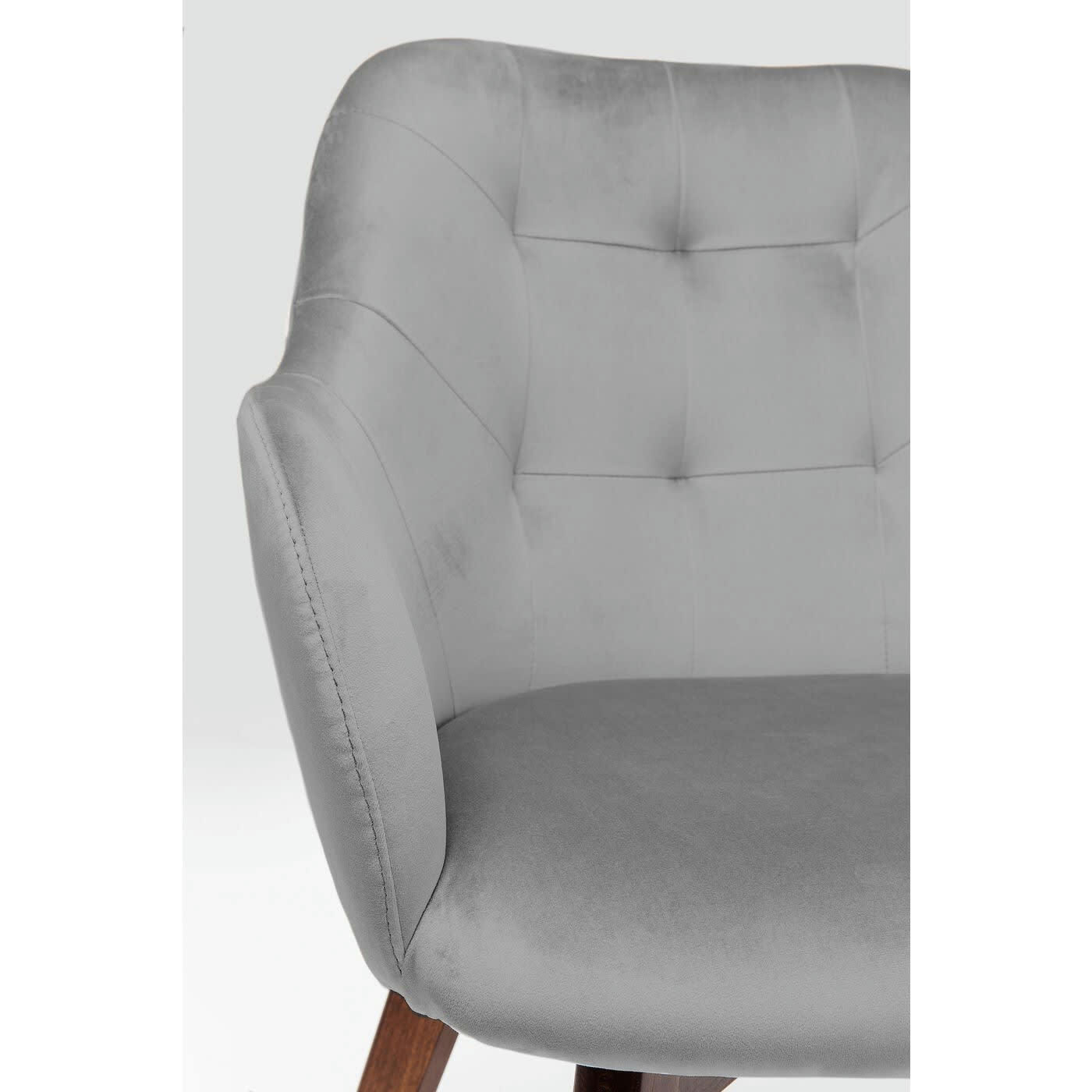 LADY - Chaise avec accoudoirs en velours gris et hêtre