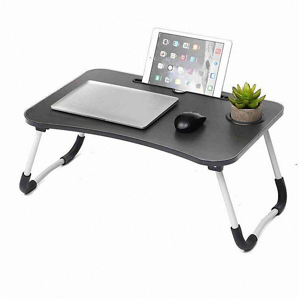 Bureau pliable avec porte-gobelet et tablette Herzberg HG04173