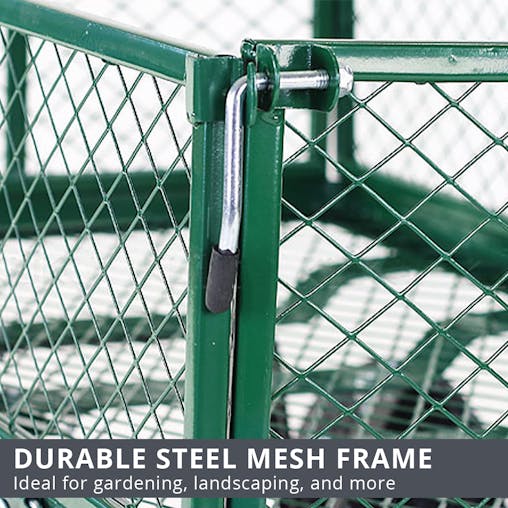 NNEDPE Garden Cart with Mesh Liner Lawn Folding Trolley