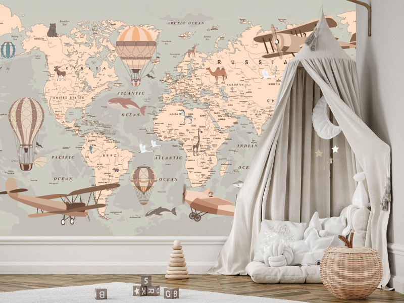 Fototapeta Mapa świata w stylu retro po angielsku 100x70cm