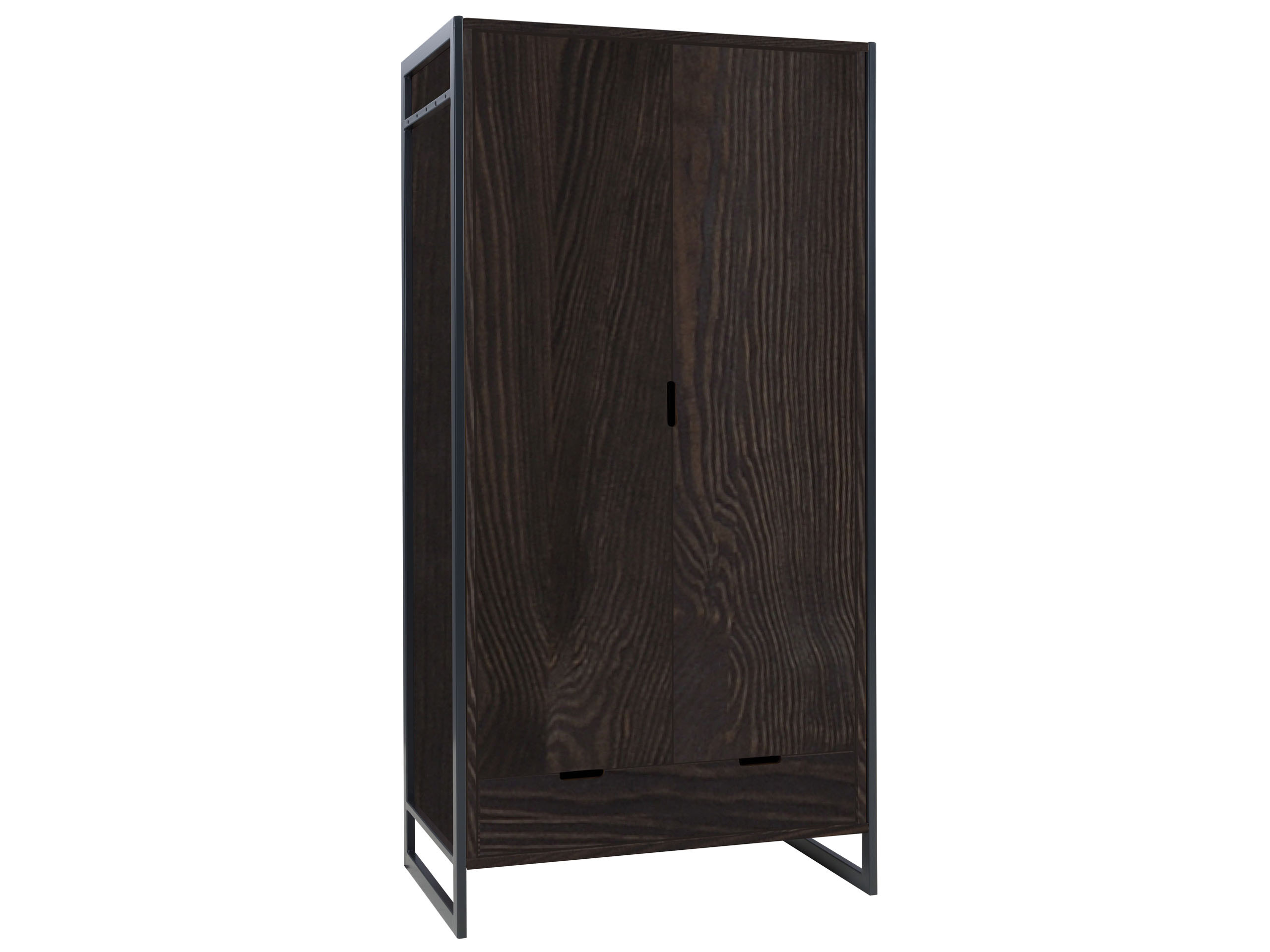 Szafa drewniana LOFT WOOD z drążkiem i półkami, kolor orzech