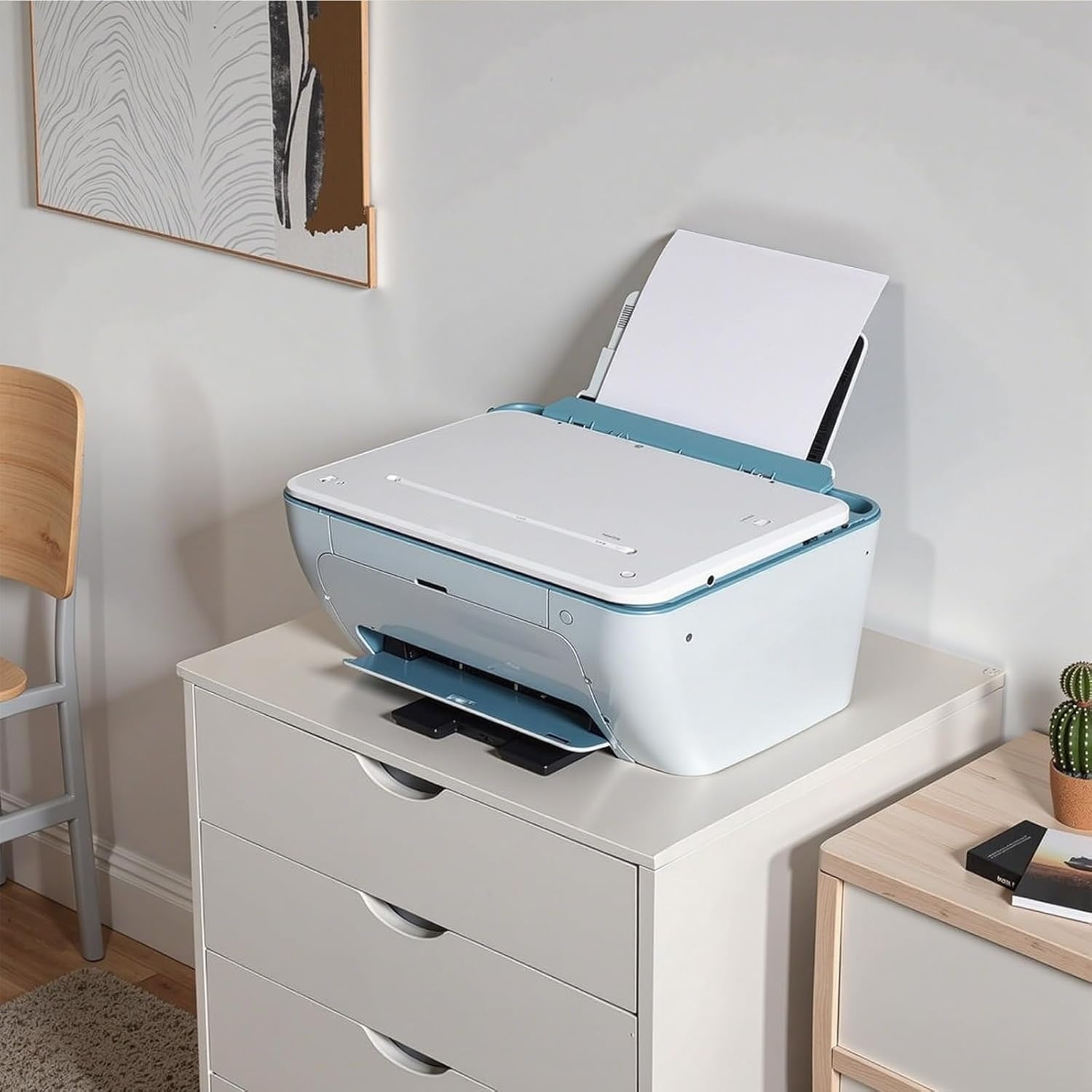 OLIXIS 7 Drawer Mobile File Cabinet Under Desk Storage Organization with Wheels Vertical Filing Chest Rolling Wood Small Desk Printer Stand for Home Office, 15.75D x 18.74W x 34.25H, White