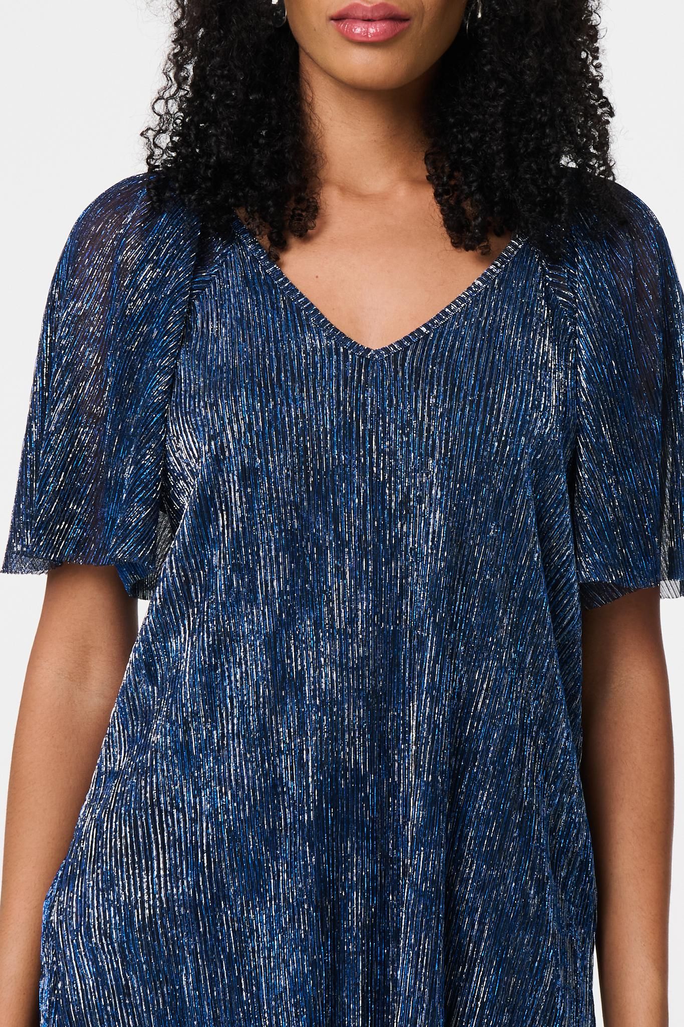 Izabel London Semi Sheer Glittery Short Sleeve Top