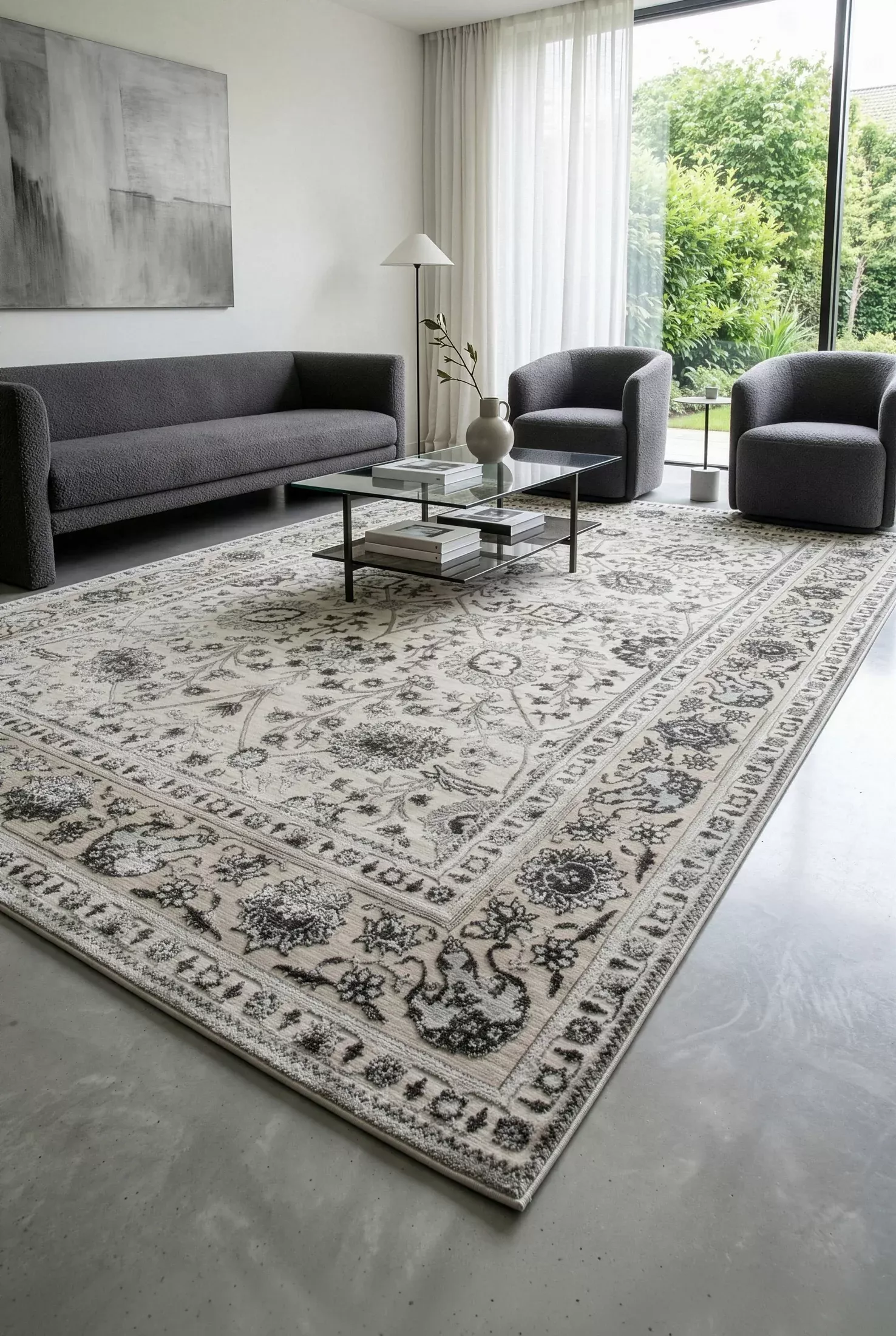 Dywan 80x150 cmbeżowo, brązowy zdobiony roślinnym wzorem VIANA