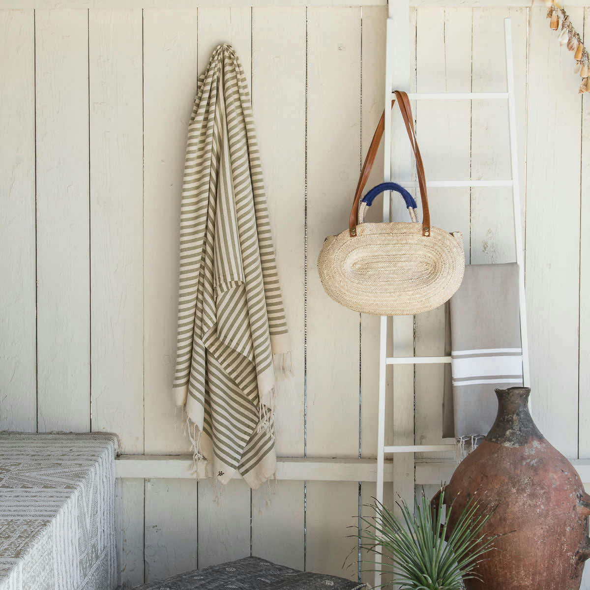 HOSSEGOR - Fouta coton  100x200 tilleul