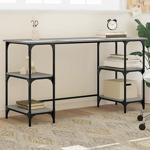 Bureau sonoma gris 140x50x75 cm métal et bois d'ingénierie vidaXL
