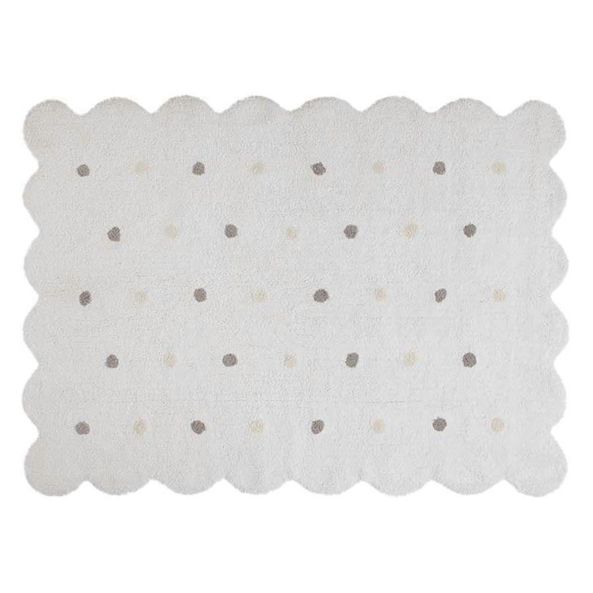 BISCUIT - Tapis coton forme biscuit blanc 120x160