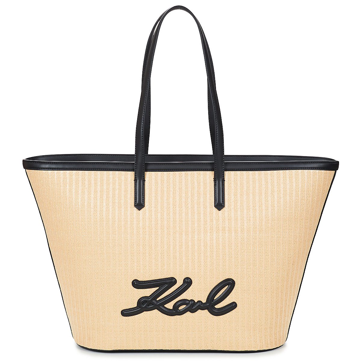 Karl Lagerfeld - K/SIGNATURE RAFFIA MD TOTE - Beige / Black