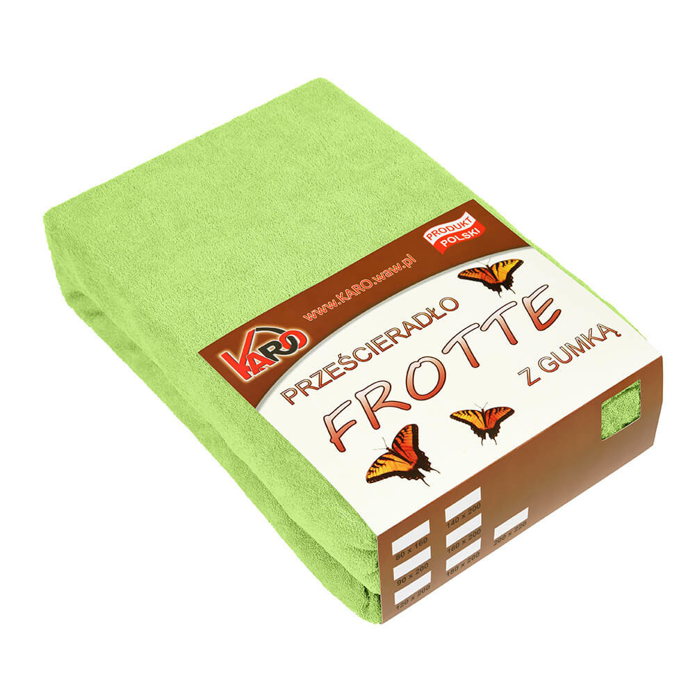 Prześcieradło frotte z gumką 180x200 limonkowe 058 KARO