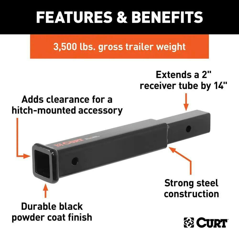 CURT Receiver Tube Extender, 14-in
