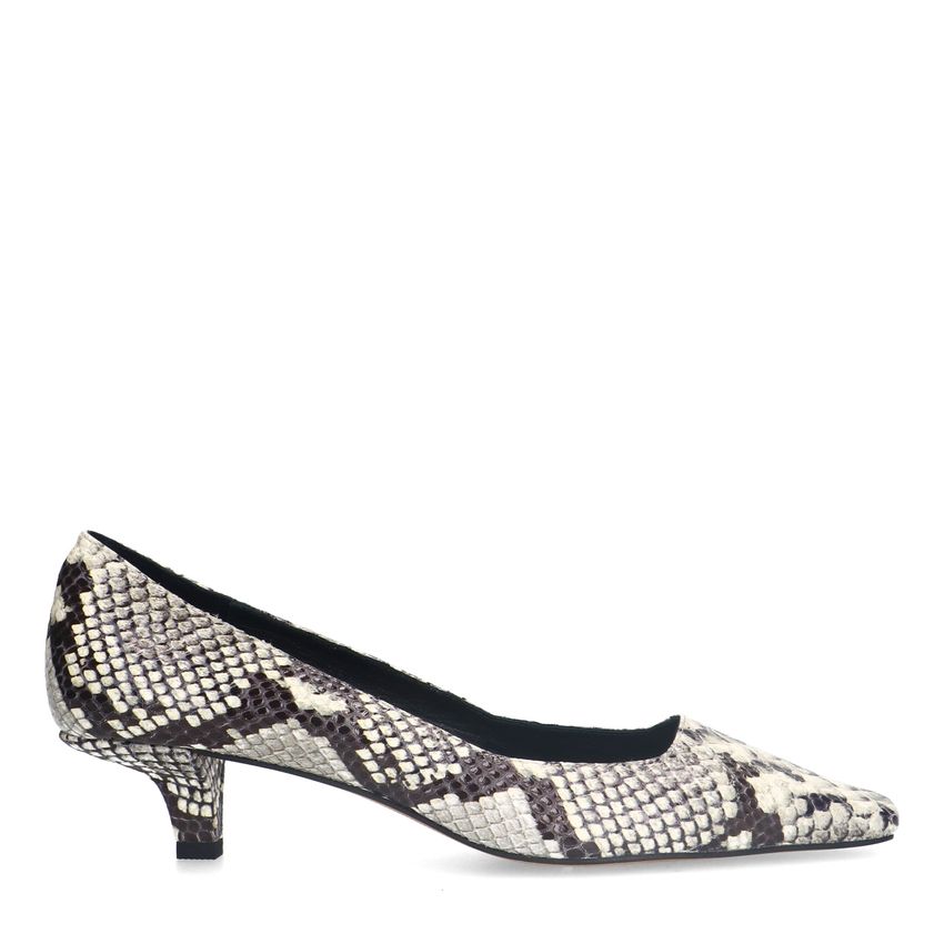 Manfield Leren slangenprint pumps