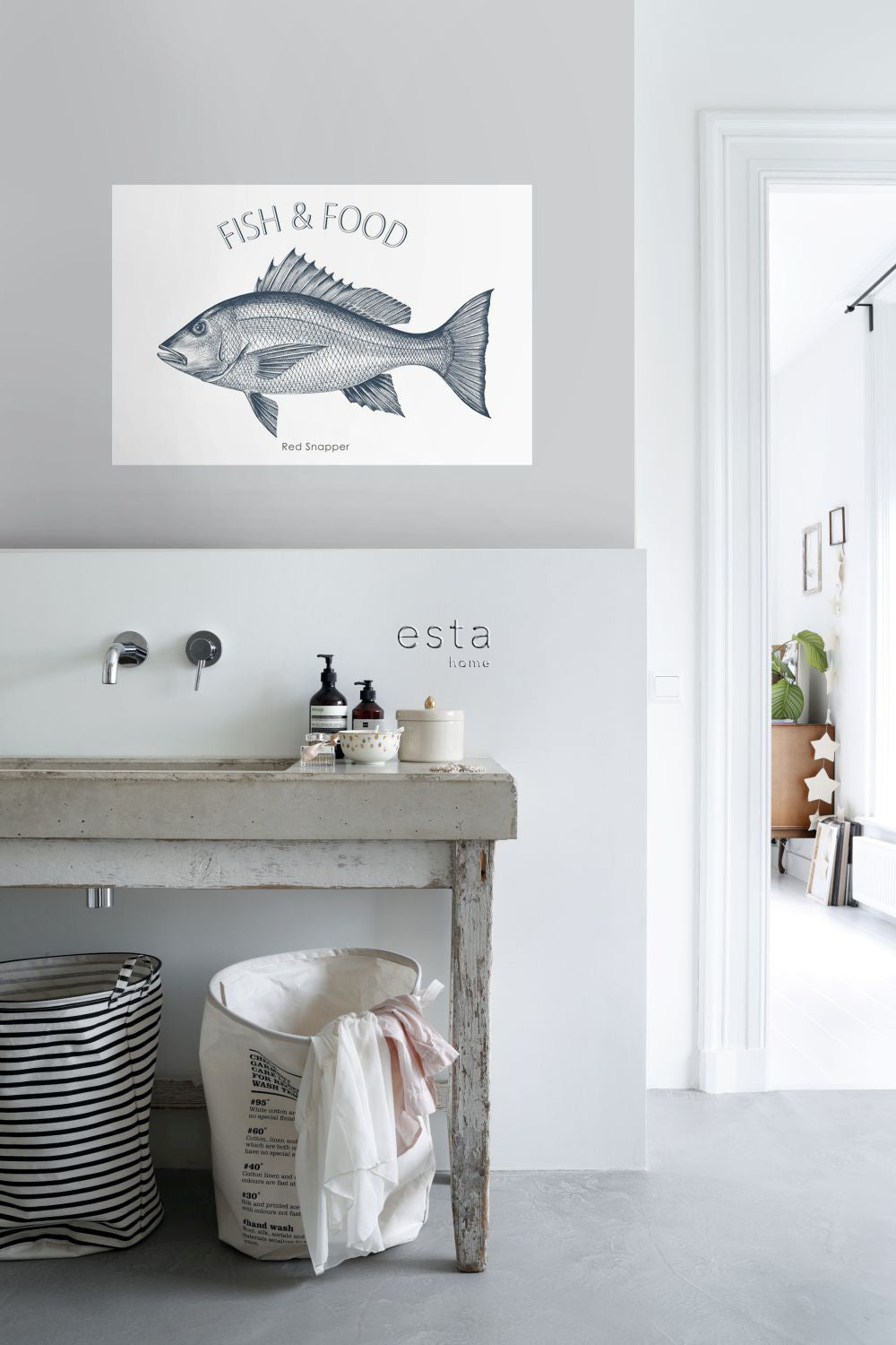 ESTAhome muursticker vis blauw - 70 x 46.5 cm - 159047