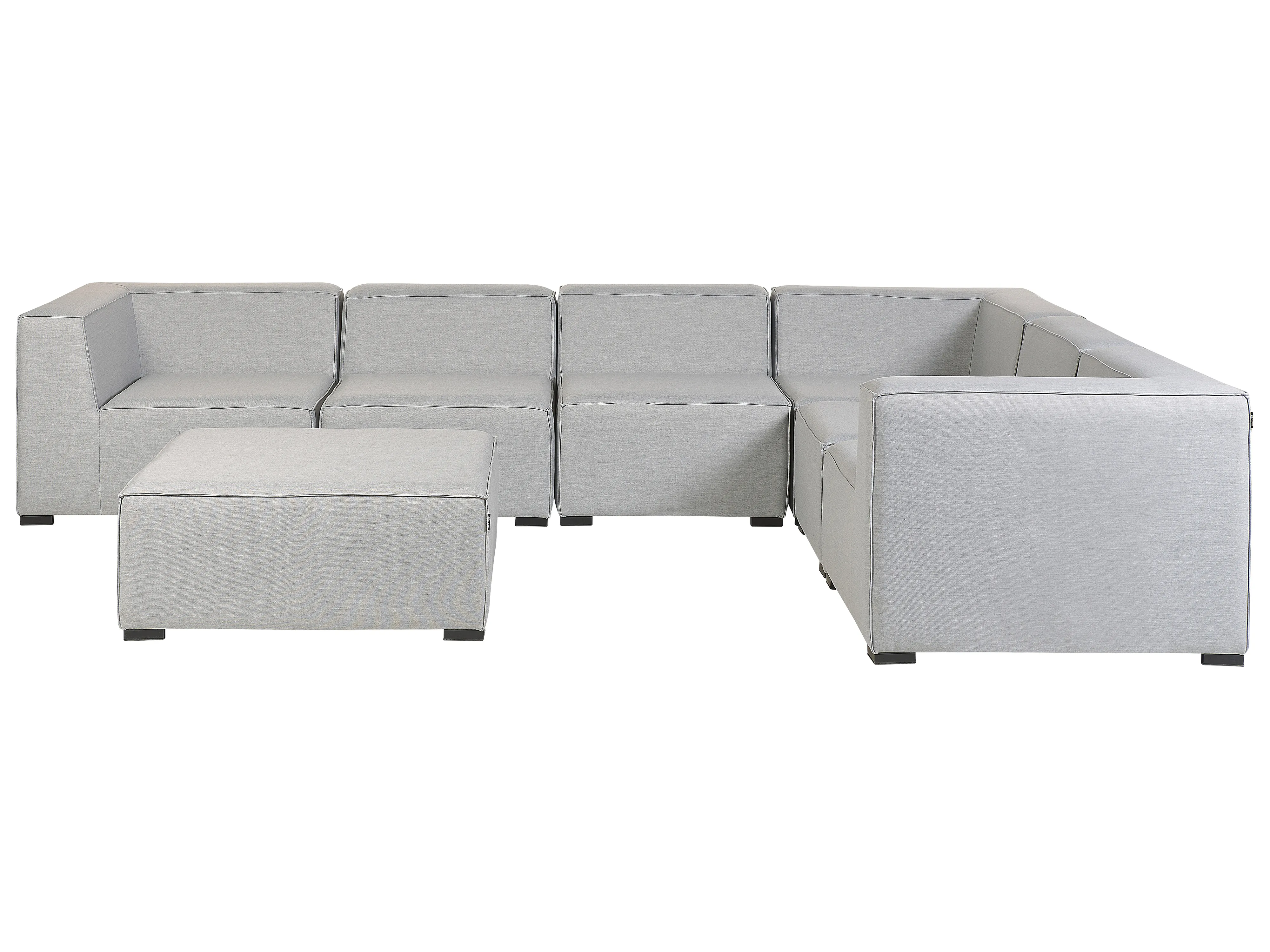 Garden Corner Sofa with Ottoman 7 Seater AREZZO Left Hand Modular Light Grey